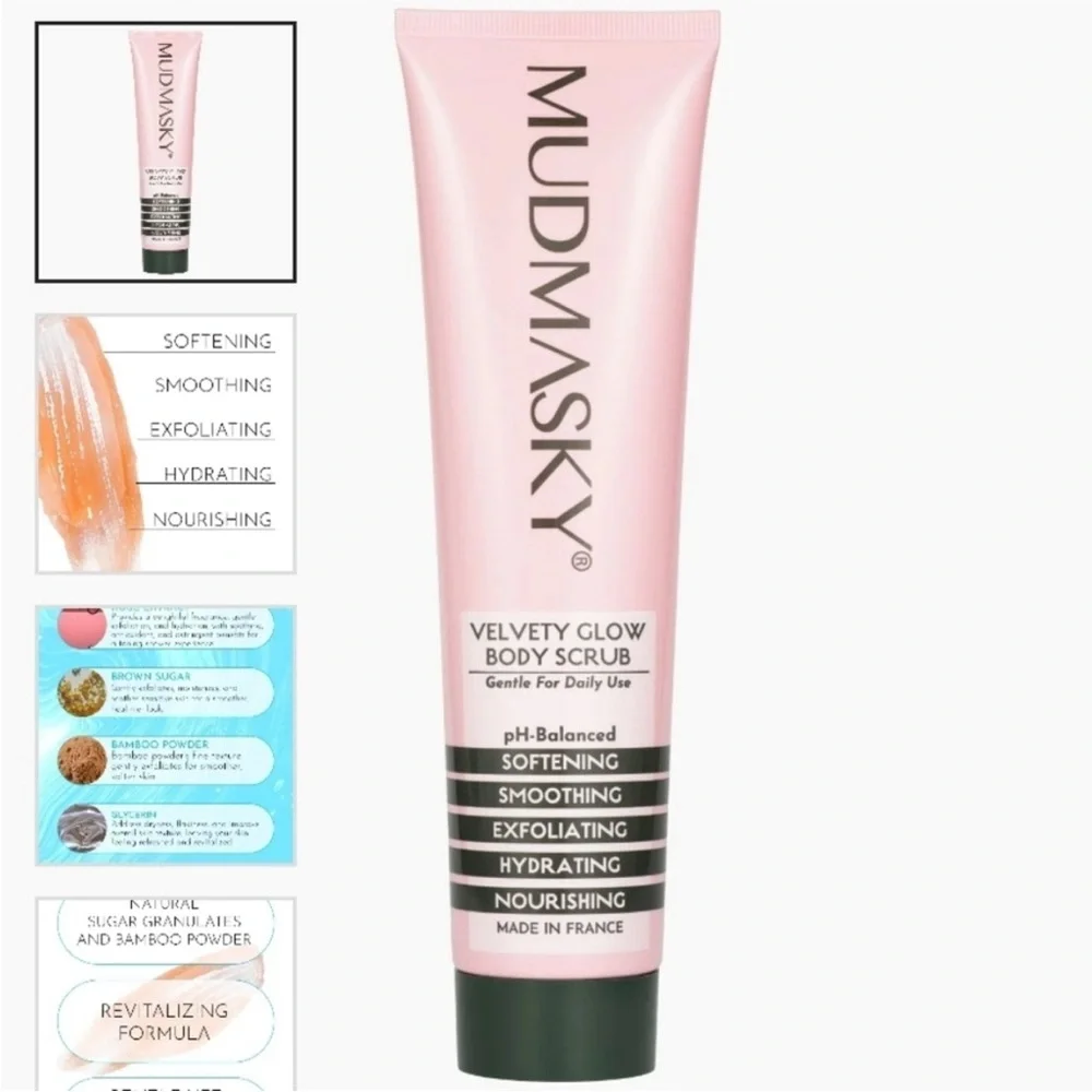Mudmasky Velvety Glow Body Scrub - new and sealed 6.0 Fl oz
